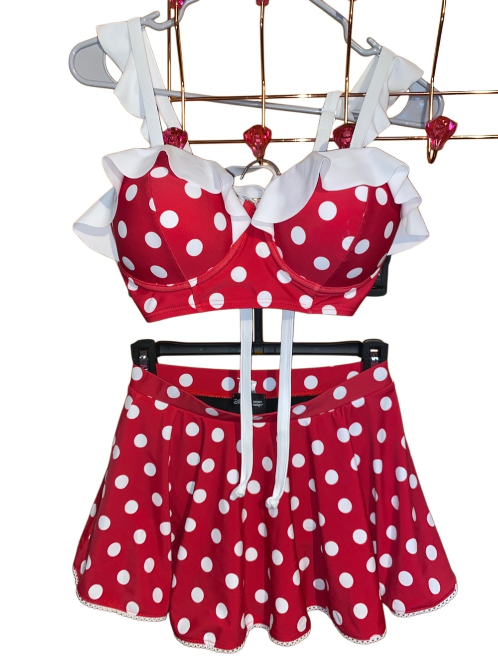 Unique Vintage x Disney Minnie Mouse Red & White Polka Dot Ruffle Bikini Set